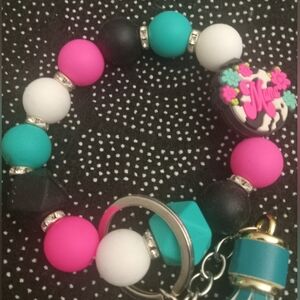 Mama Colorful Beaded Keychain  Bracelet